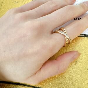 Parisian Intertwined Chain CZ Ring, 14K Gold Plated Adjustable